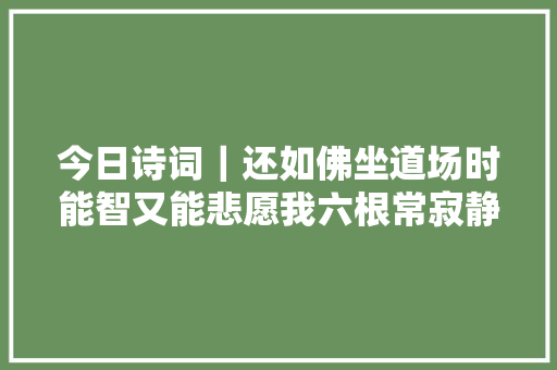今日诗词｜还如佛坐道场时能智又能悲愿我六根常寂静