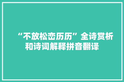 “不放松峦历历”全诗赏析和诗词解释拼音翻译