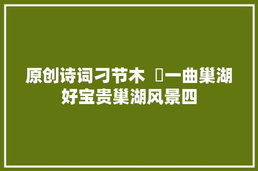 原创诗词刁节木  ​一曲巢湖好宝贵巢湖风景四