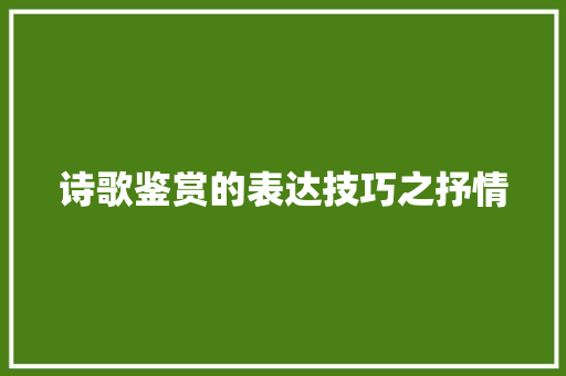 诗歌鉴赏的表达技巧之抒情