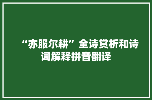 “亦服尔耕”全诗赏析和诗词解释拼音翻译