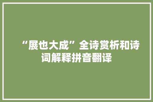 “展也大成”全诗赏析和诗词解释拼音翻译