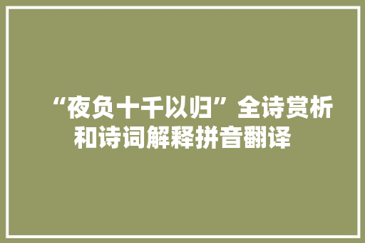 “夜负十千以归”全诗赏析和诗词解释拼音翻译