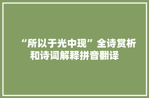 “所以于光中现”全诗赏析和诗词解释拼音翻译