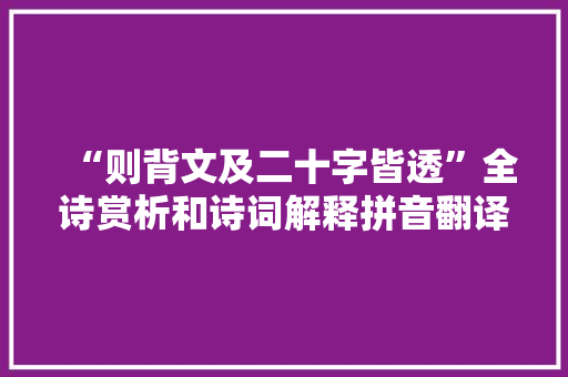 “则背文及二十字皆透”全诗赏析和诗词解释拼音翻译