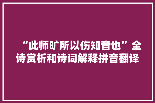 “此师旷所以伤知音也”全诗赏析和诗词解释拼音翻译