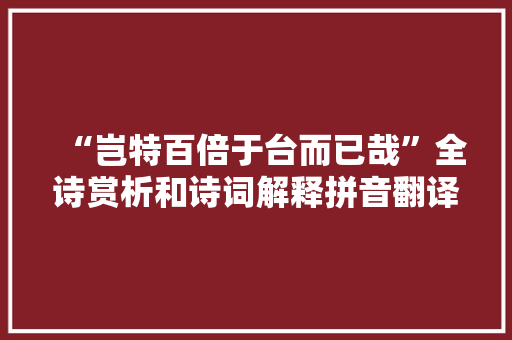 “岂特百倍于台而已哉”全诗赏析和诗词解释拼音翻译