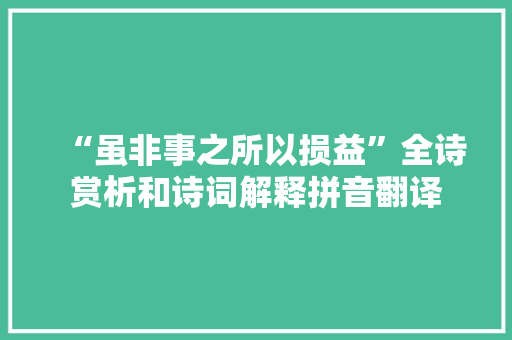 “虽非事之所以损益”全诗赏析和诗词解释拼音翻译
