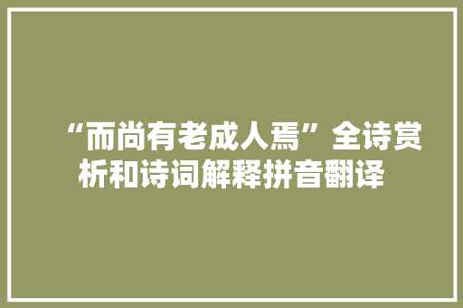 “而尚有老成人焉”全诗赏析和诗词解释拼音翻译