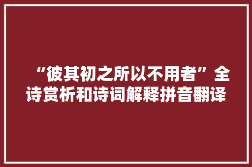 “彼其初之所以不用者”全诗赏析和诗词解释拼音翻译