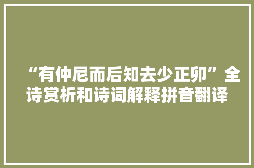 “有仲尼而后知去少正卯”全诗赏析和诗词解释拼音翻译