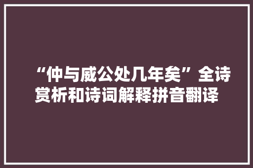 “仲与威公处几年矣”全诗赏析和诗词解释拼音翻译