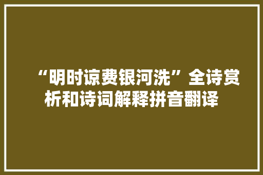 “明时谅费银河洗”全诗赏析和诗词解释拼音翻译