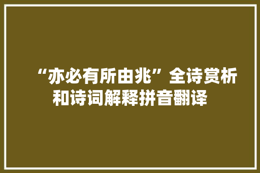 “亦必有所由兆”全诗赏析和诗词解释拼音翻译