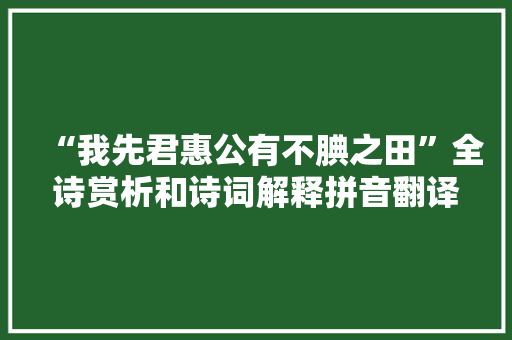 “我先君惠公有不腆之田”全诗赏析和诗词解释拼音翻译