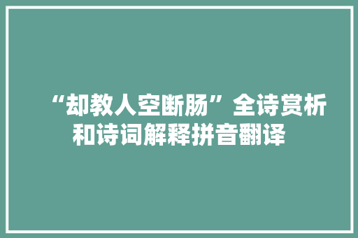 “却教人空断肠”全诗赏析和诗词解释拼音翻译