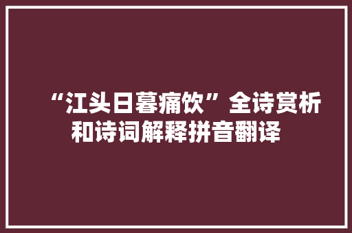 “江头日暮痛饮”全诗赏析和诗词解释拼音翻译