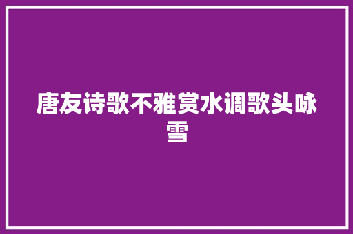 唐友诗歌不雅赏水调歌头咏雪