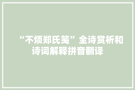 “不烦郑氏笺”全诗赏析和诗词解释拼音翻译