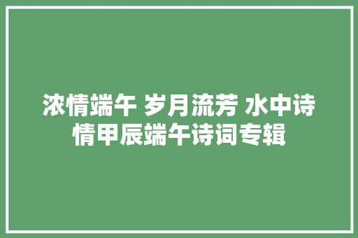 浓情端午 岁月流芳 水中诗情甲辰端午诗词专辑