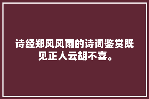 诗经郑风风雨的诗词鉴赏既见正人云胡不喜。