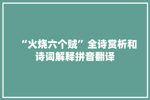 “火烧六个贼”全诗赏析和诗词解释拼音翻译