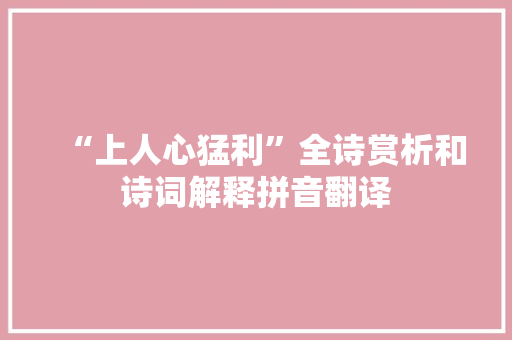 “上人心猛利”全诗赏析和诗词解释拼音翻译