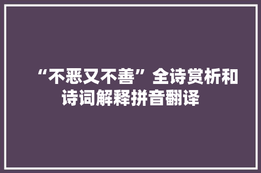 “不恶又不善”全诗赏析和诗词解释拼音翻译