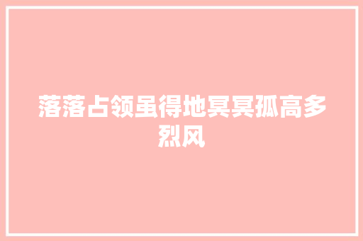 落落占领虽得地冥冥孤高多烈风