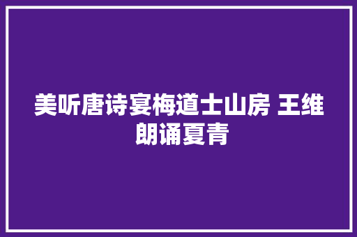 美听唐诗宴梅道士山房 王维 朗诵夏青