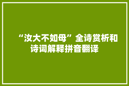 “汝大不如母”全诗赏析和诗词解释拼音翻译