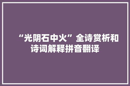 “光阴石中火”全诗赏析和诗词解释拼音翻译