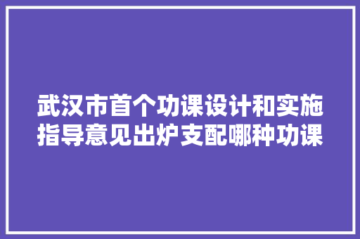 武汉市首个功课设计和实施指导意见出炉支配哪种功课学生将有谈话权