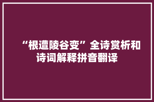 “根遭陵谷变”全诗赏析和诗词解释拼音翻译