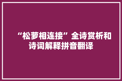 “松萝相连接”全诗赏析和诗词解释拼音翻译