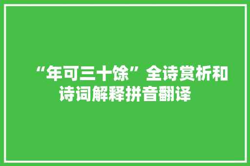 “年可三十馀”全诗赏析和诗词解释拼音翻译