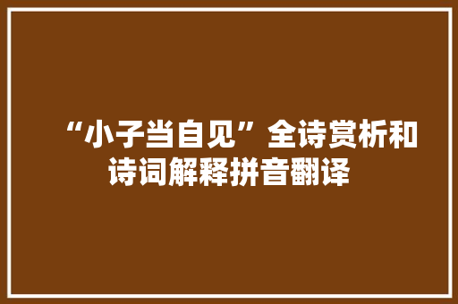 “小子当自见”全诗赏析和诗词解释拼音翻译