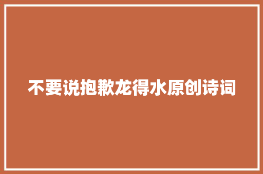 不要说抱歉龙得水原创诗词