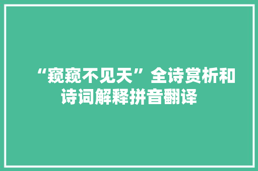 “窥窥不见天”全诗赏析和诗词解释拼音翻译