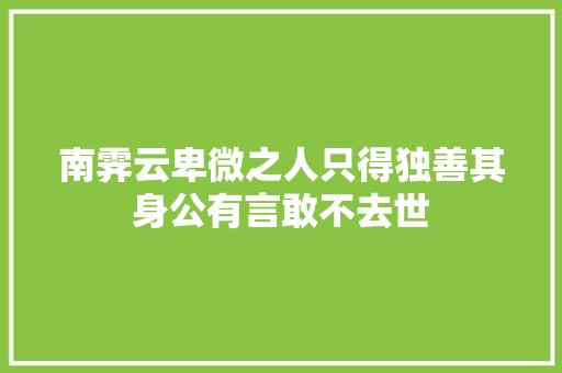 南霁云卑微之人只得独善其身公有言敢不去世