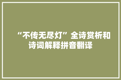“不传无尽灯”全诗赏析和诗词解释拼音翻译