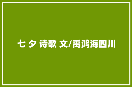 七 夕 诗歌 文/禹鸿海四川