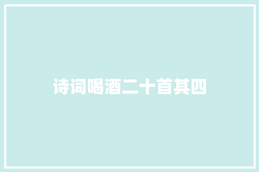 诗词喝酒二十首其四