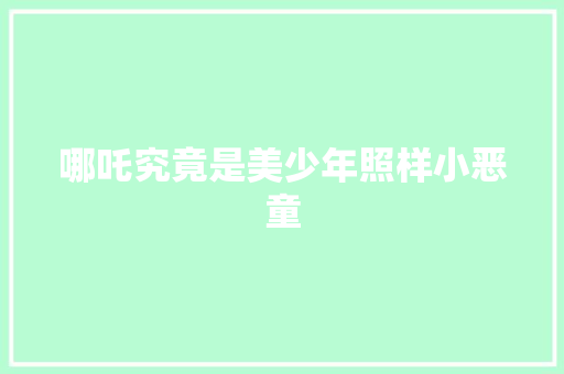 哪吒究竟是美少年照样小恶童