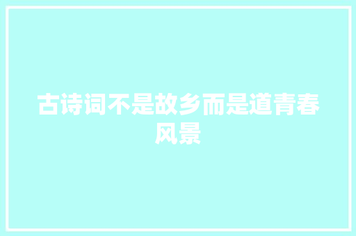 古诗词不是故乡而是道青春风景
