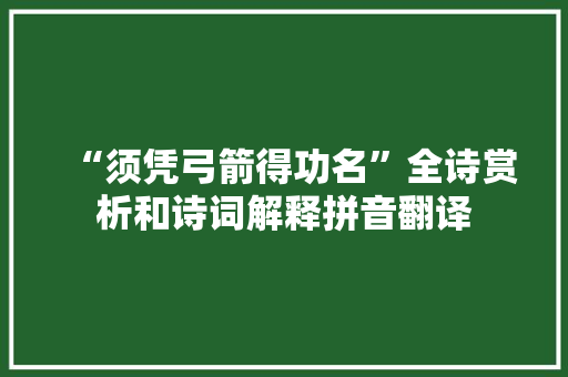 “须凭弓箭得功名”全诗赏析和诗词解释拼音翻译