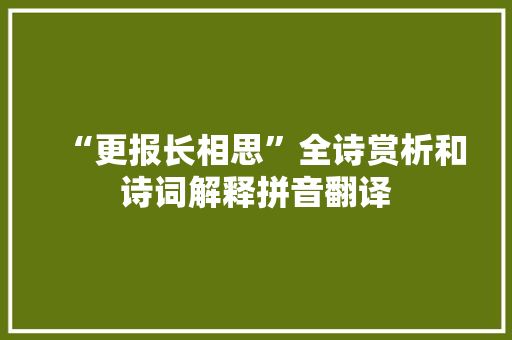 “更报长相思”全诗赏析和诗词解释拼音翻译