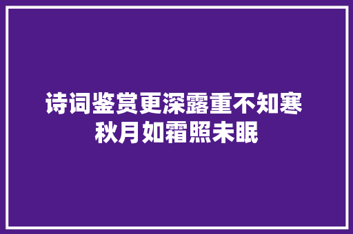 诗词鉴赏更深露重不知寒 秋月如霜照未眠