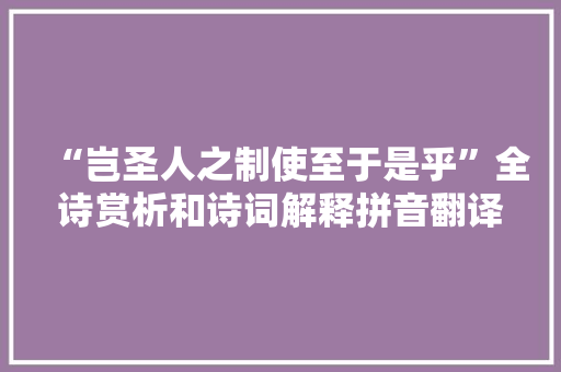 “岂圣人之制使至于是乎”全诗赏析和诗词解释拼音翻译