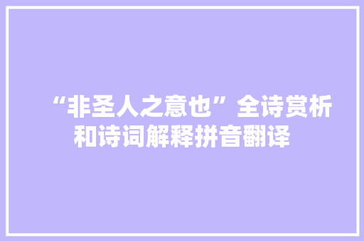 “非圣人之意也”全诗赏析和诗词解释拼音翻译